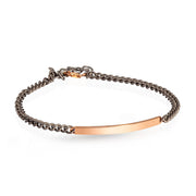 MANO|J Bracciale con barretta in oro rosso e catena groumette MINBRTRGBARLK